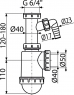 Сифон для мийки Alca A443P-DN50/40 з накидною гайкою G 6/4"